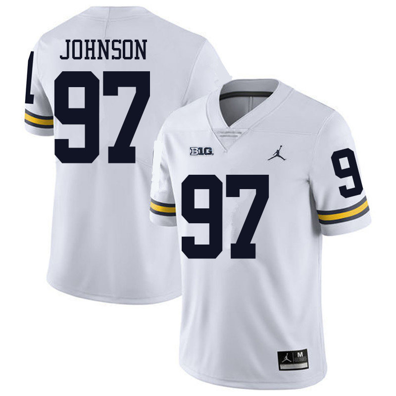 Jordan Brand Men #97 Ron Johnson Michigan Wolverines College Football Jerseys Sale-White